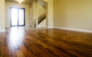 New home with beautiful hardwood flooring in living room area